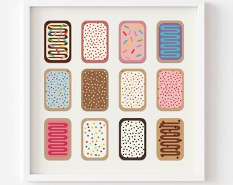 Colorful Dessert Pop Art Print – Retro Kitchen Wall Decor