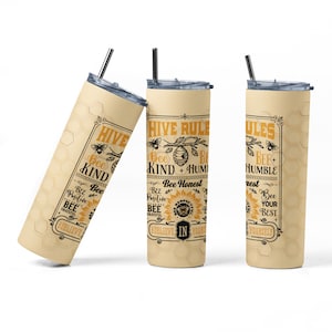 Bee Hive Rules Sublimation Wrap, PNG Sublimation File Download, Moederdag cadeau voor haar, 20oz Skinny Tumbler, Honing, Honey Bee Hive Rules
