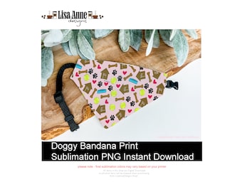 Bandana per animali domestici con design a sublimazione, accessorio rosa per cani (download digitale)