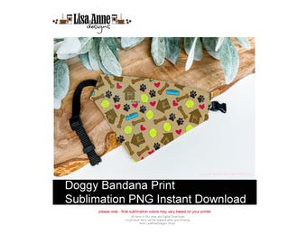 Disegno a sublimazione di bandana per cani PNG (download digitale)