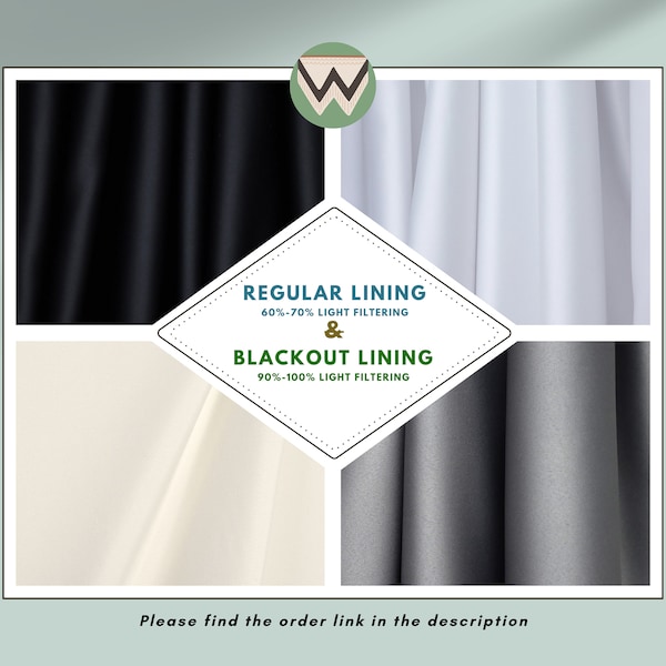 Add Lining to Your Curtains, Lining Back Blackout Curtains, Room Darkening Curtains, Curtain Liners, Regular, Blackout or Thermal Options