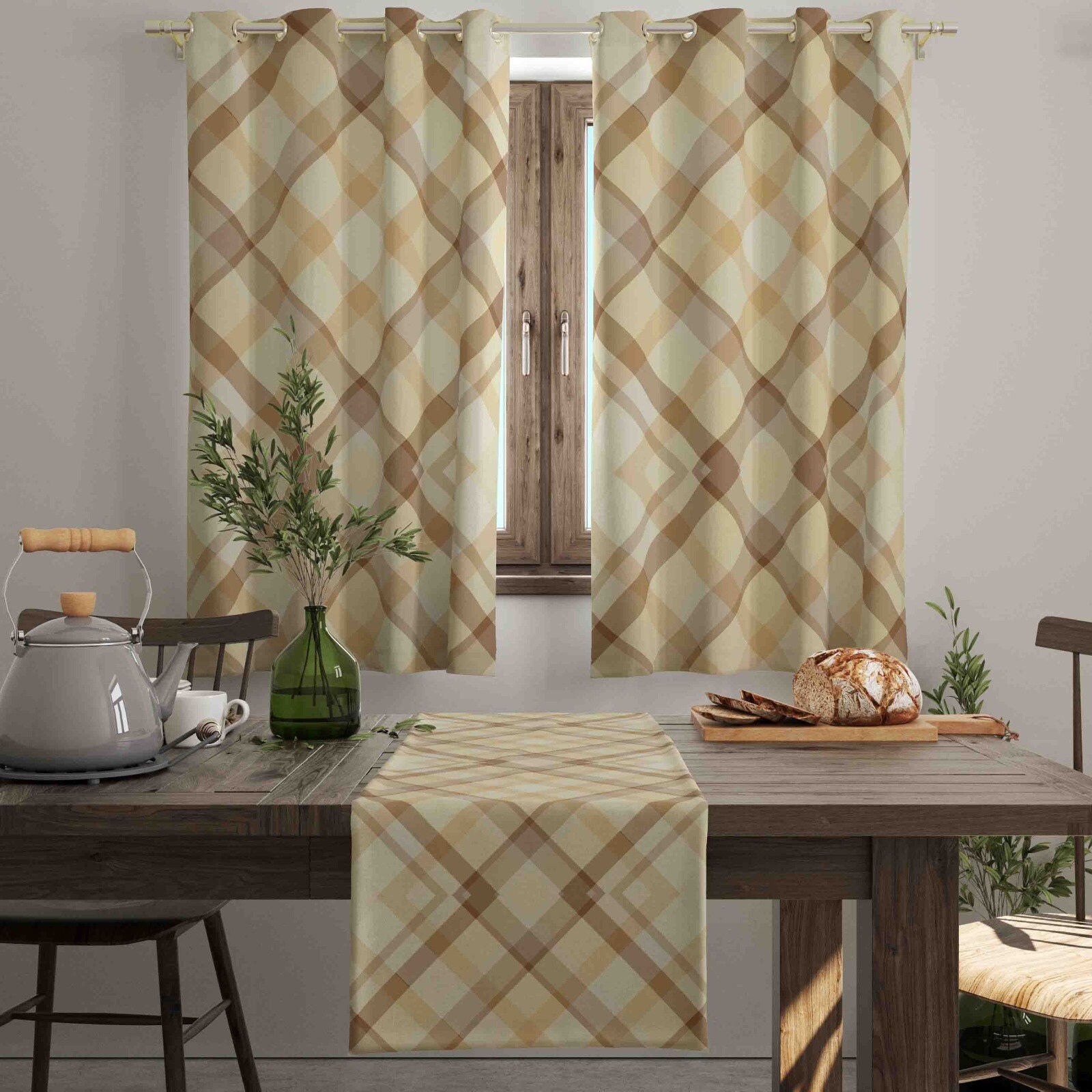 Plaid Tartan Window Curtains, Rustic Kitchen Valance, Custom Size - Etsy