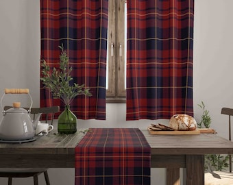 Karierte Fenstervorhänge, Tartan Design Volant, dekorative Vorhänge in Sondergröße, beliebte Küchenfensterdekoration, rustikales Dekor, neue Hausgeschenke