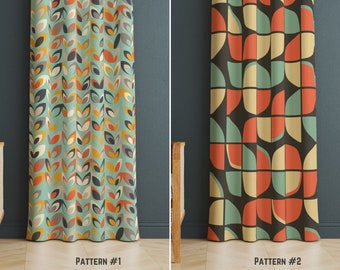 Mid Century Modern Curtain Panel - Retro Geometric Print - Custom Size Drapes