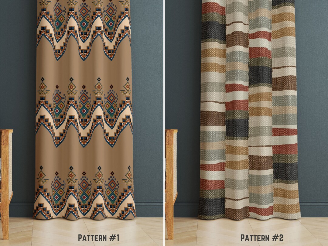 Rustic Drapery Rustic Window Curtain for Living Room, Paisley Design Drape, Authentic ...