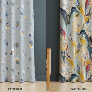 Vintage Chic Window Curtain, Tropical Flowers Printed Drape, Nature-Theme Window Covering for Living Room, Modern Drapery, House Gifts