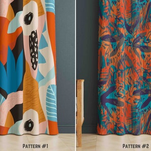 Colorful Pop Art Curtain, Abstract  Curtain,  Orange Blue Modern Window Drapes, Funky Trend Bedroom Curtain, Art Design Living Room Curtain