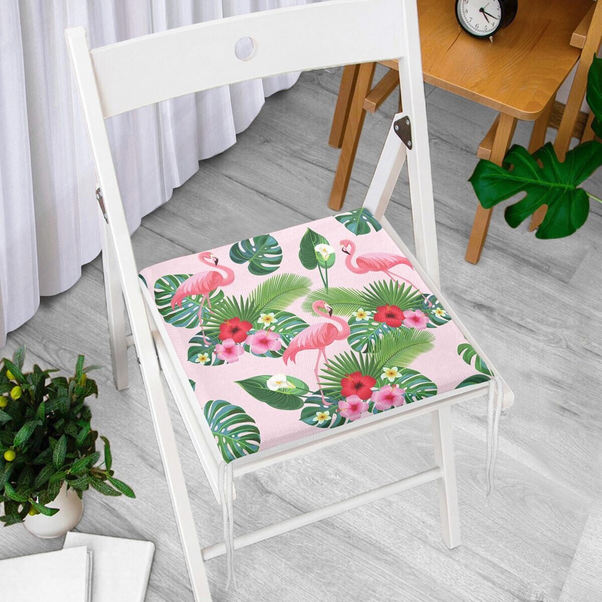 Flamingo Print Chair Pad Pink Chair Cushion Flamingo Outdoor Etsy