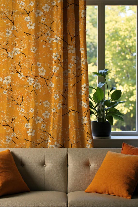 Senfgelber Kirschblüten Vorhang