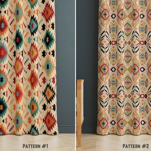 Aztec Southwestern Blackout Curtains - 45" Long, 2 Panels, Grommet Top, Room Darkening Drapes