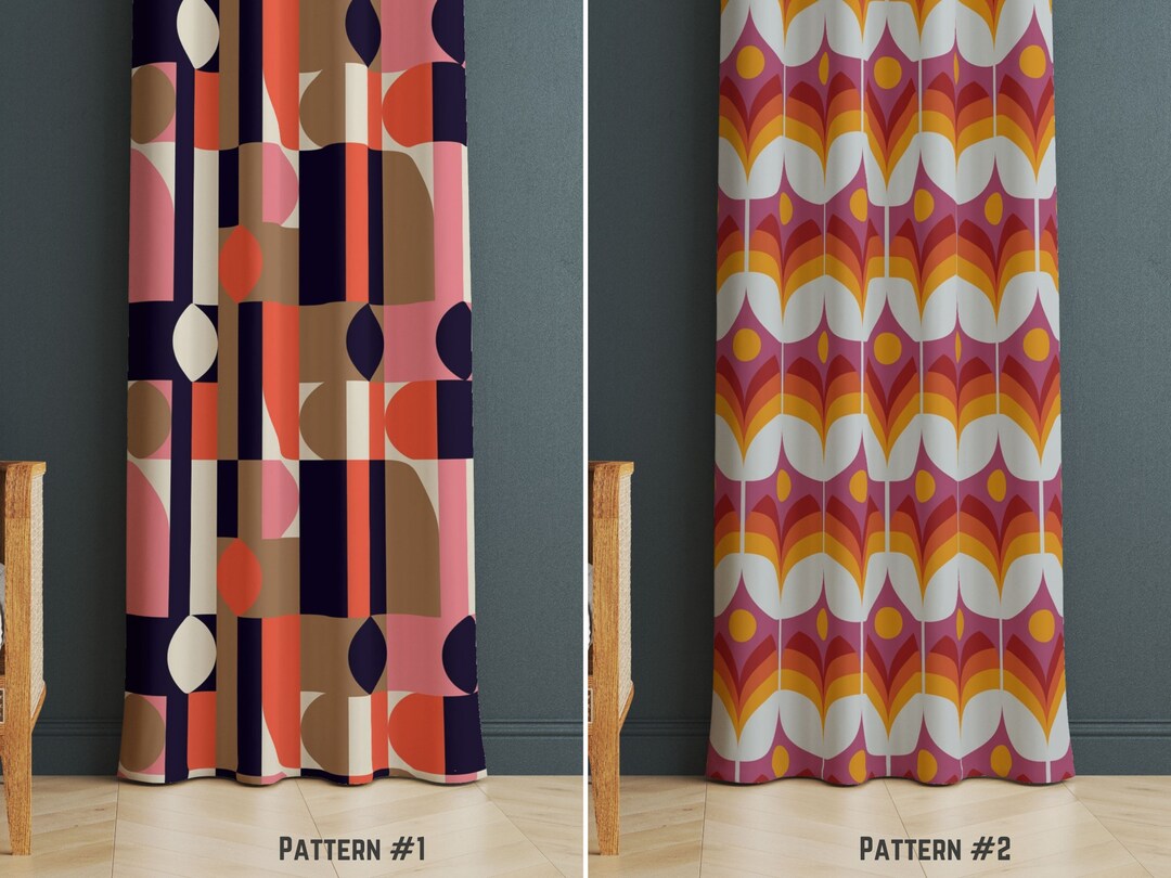 Retro-inspired Curtains, Mid Century Design Window Drape, Vintage ...