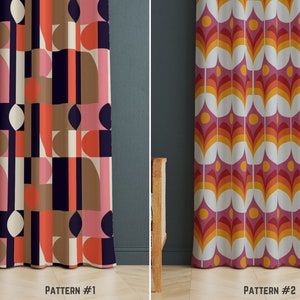 Retro-Inspired Curtains, Mid Century Design Window Drape, Vintage Window Treatments, Modern Window Valance, Creative Drapery, Trend Drape