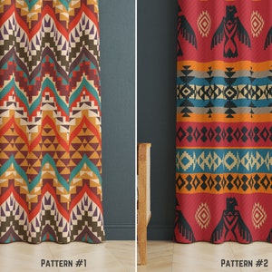 Retro American Curtains, Navajo Design Drapes, Aztec Design Room Curtain, Southwestern Drapes, Ethnic Curtain Panels, Native Design Curtain