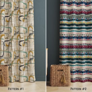 Colored Striped Window Curtain, Abstract Striped Decorative Curtain, Window Treatment for Bedroom, Curtain with Stripes, Home Decor Curtain