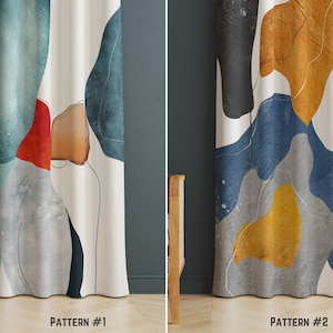 Cortinas abstractas, cortinas de diseño bohemio, arte minimalista - Formas orgánicas