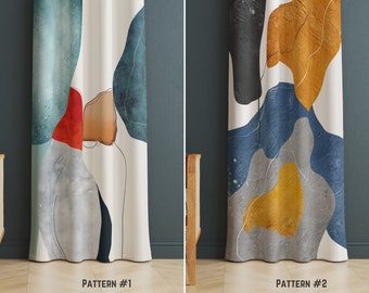 Abstract Art Curtain, Colorful Pop Art Design Curtain, Chic Art Deco Window Drapes, Boho Design Bedroom Curtains, Stylish Curtain