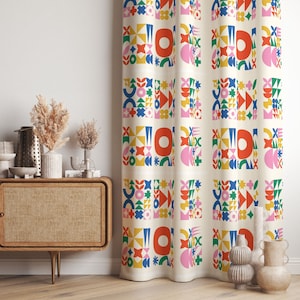 Modern Geometric Curtain Panels, Abstract Dining Room Window Treatments, Modern Curtains for Bedroom, Colorful Geometric Home Curtains