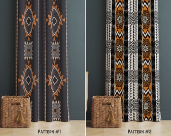 Boho-stammengordijnen, raampanelen met geometrisch patroon, zuidwestelijk decor
