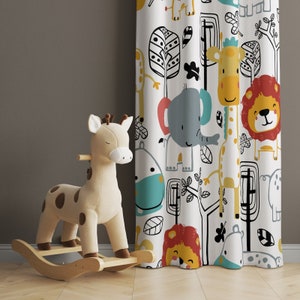 Cortinas para guardería, cortinas con animales bonitos, cenefa de dibujos animados, cortina de loro, cortinas de zorro, regalo de baby shower, regalo de decoración de habitación infantil