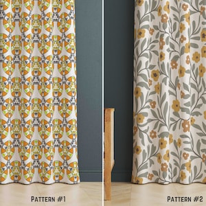 Farmhouse Window Curtains, Rustic Design Window Drapes, Geometrical Boho Window Treatment, Floral Motif Window Shade, Housewarming Gift Idea