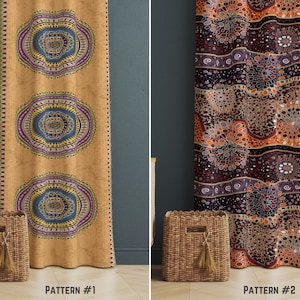 Tribal Window Curtain, Ethnic Motifs Window Drape, Boho Shade for Living Room, Bohem Decorative Valance, Rustic Home Decor, Curtain Models