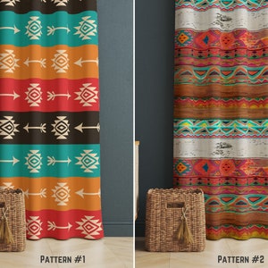 Southwestern Style Window Covering, Ethnic Tribal Window Curtains, Living Room Decorative Drape for Bedroom, Bohemian Home Decor Gifts