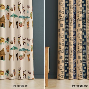 African Style Window Decor, Tribal Window Curtain , Afrocentric Window Treatments for Living Room, Aztec Bedroom Curtain, Ethnic Curtain