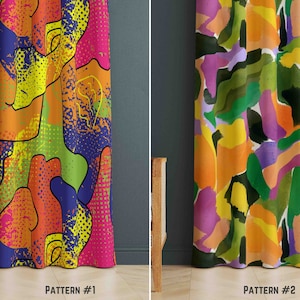 Multicolor Pop Art Curtains, Colorful Abstract Art Window Treatment, Art Deco Window Drape, Funky Style for Living Room Curtain, Home Gift
