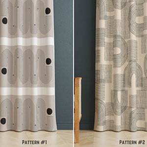 Boho Lines Window Curtain, Sunwave Curtains, Geometrical Drapes, Abstract Window Curtain for Living Room, Minimalist Bedroom Curtain