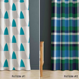 Geometric Style Drapes, Plaid Design Window Coverings, Tartan Pattern Bedroom Window Treatment, Modern Kitchen Drapery, Chic House Gifts