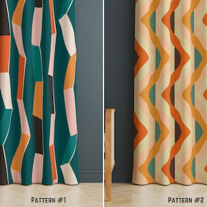 Colorful Trend Curtains, Abstract Geometric Window Treatment, Art Deco Window Covering, Seamless Design Bedroom Drapery, Housewarming Gifts