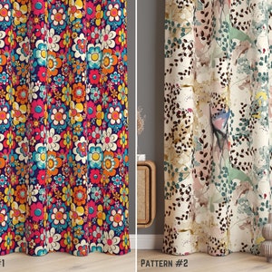 Bunter Blumen-Fenstervorhang, Blumen-Küchenfenstervorhang, abstrakte Pflanzen-Fensterbehandlung, modernes Boho-Drapierung für Schlafzimmer, Boho-Deco