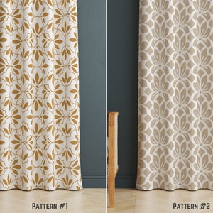 Rustic Design Curtains, Vintage Geometric Window Drape, Chic Boho Window Treatment for Living Room, Art Deco Bedroom Drape, House Gift Ideas