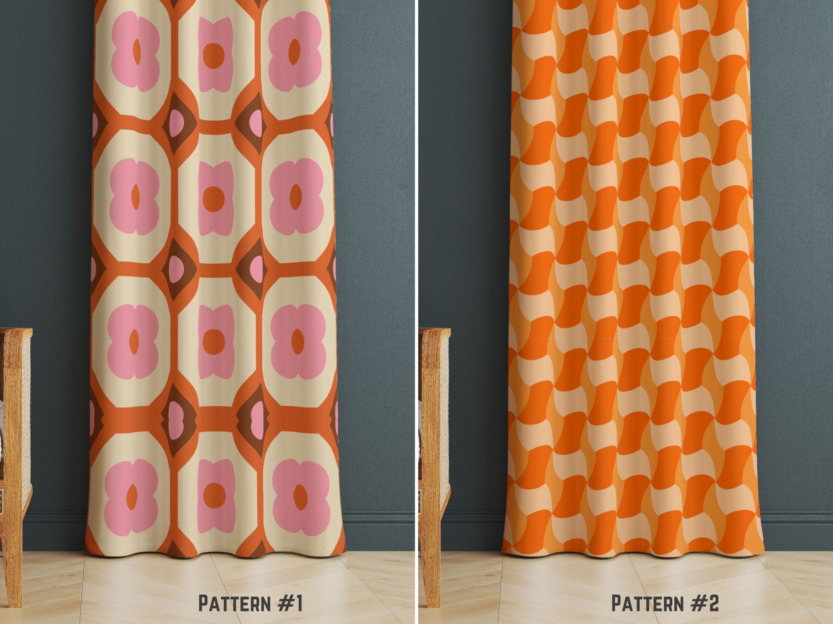 Mid Century Design Curtain, Minimalist Window Valance, Chic Abstract Geometric Window Covering, Art Deco Bedroom Shade, New House Present