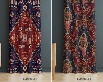 Panel zasłonowy w stylu vintage, dywanik – dekoracja okna w stylu boho, kolorowe zasłony