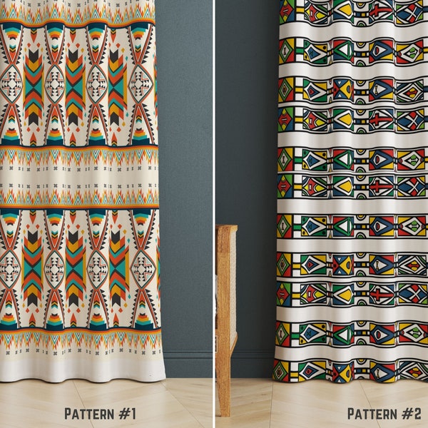 Boho Window Coverings, Afrocentric Drape, Middle Eastern Window Valance, African Drapes, Custom Size Mudcloth Curtain, Housewarming Gifts