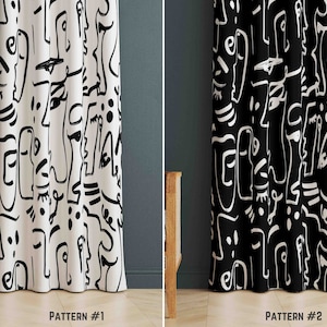 Portrait Design Drape, Abstract Art Face Window Curtains, Artistic Window Coverings for Living Room, Creative Bedroom Valance, House Gifts