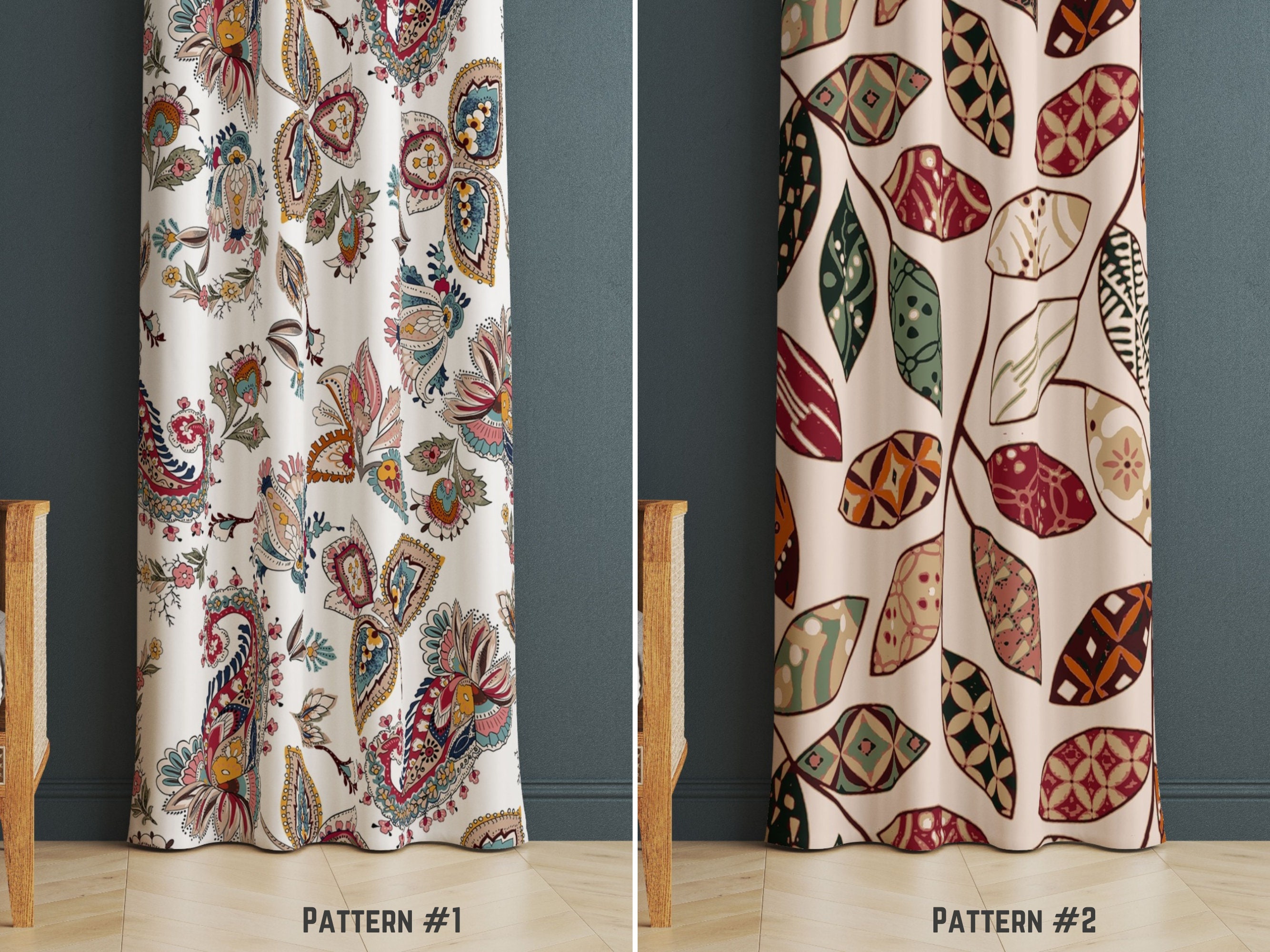 Rustic Pattern Curtains, Paisley Theme Window Shade, Ethnic Living Room Drapery, Bohemian Style Valance for Bedroom, Housewarming Presents