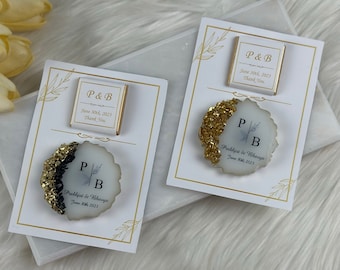 Personalized Epoxy Magnet & Chocolate Wedding Favor Set