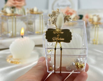 Sea Shell Handmade Boxed Candle, Custom Name Candle, Shell Shaped Candle Wedding Favors Personlized Oyster Candle Gift, Cute Candles in Bulk