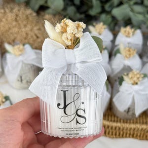 Rustikale Eukalyptus Hochzeitskerze Favor, personalisiertes Geschenk für Gäste, Hochzeit Souvenir für Gäste, Hochzeitsbevorzugungen Masse, Danke Favor