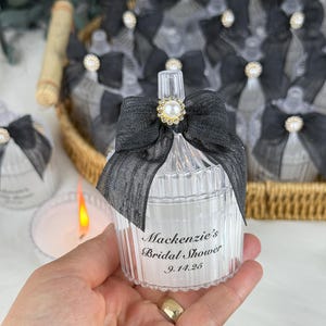 Black Personalized Bridal Shower Favor, Candle Favors, Wedding Souvenir for Guests, Thank You Favor, Bulk, Custom Wedding Candle Favors