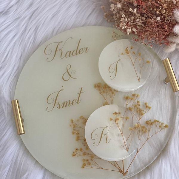 Wedding Decoration,Personalized Epoxy Tray Set,Resin Tray,Nikkah Ring Tray Set,Epoxy Wall Decor, Islamic Wedding Gift,Engagement Ring Tray