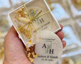 Luxury Personalized Epoxy Wedding Magnet, Gift Box Favor, Save the Date Gift
