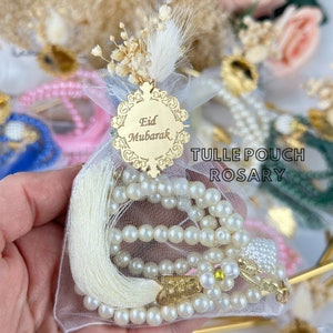 Islamic Tasbeeh with Organze Pouch, Muslim Prayer Beads, Islamic Guest Favor, Eid Mubarak Favors,  Baby Shower Favors, Hajj Umrah Favor