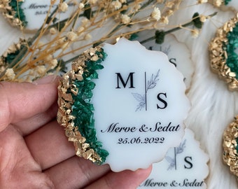 Emerald Green Stone Wedding Magnet, Wedding Favors, Epoxy Magnet, Engagement Favors,Epoxy Magnet, Anniversary Favors, islamic Favors Magnet