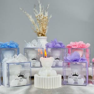 Ręcznie robiona świeca w kształcie misia, spersonalizowany prezent w postaci świecy w kształcie misia, spersonalizowane upominki na baby shower, słodka świeca, spersonalizowany prezent w postaci świecy w kształcie misia na urodziny