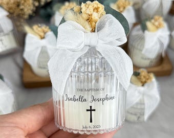 Personalized Baptism Favors, Eucalyptus Baptism Candle Favor, Favor Bulk, Christening Favor, Baptism Thank You Favors, First Communion Favor