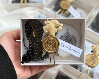 Luxury Islamic Graduation Favor, Personalized Muslim Gift Set, Graduation Tesbih and Magnet Set, Bulk Keepsake Favor