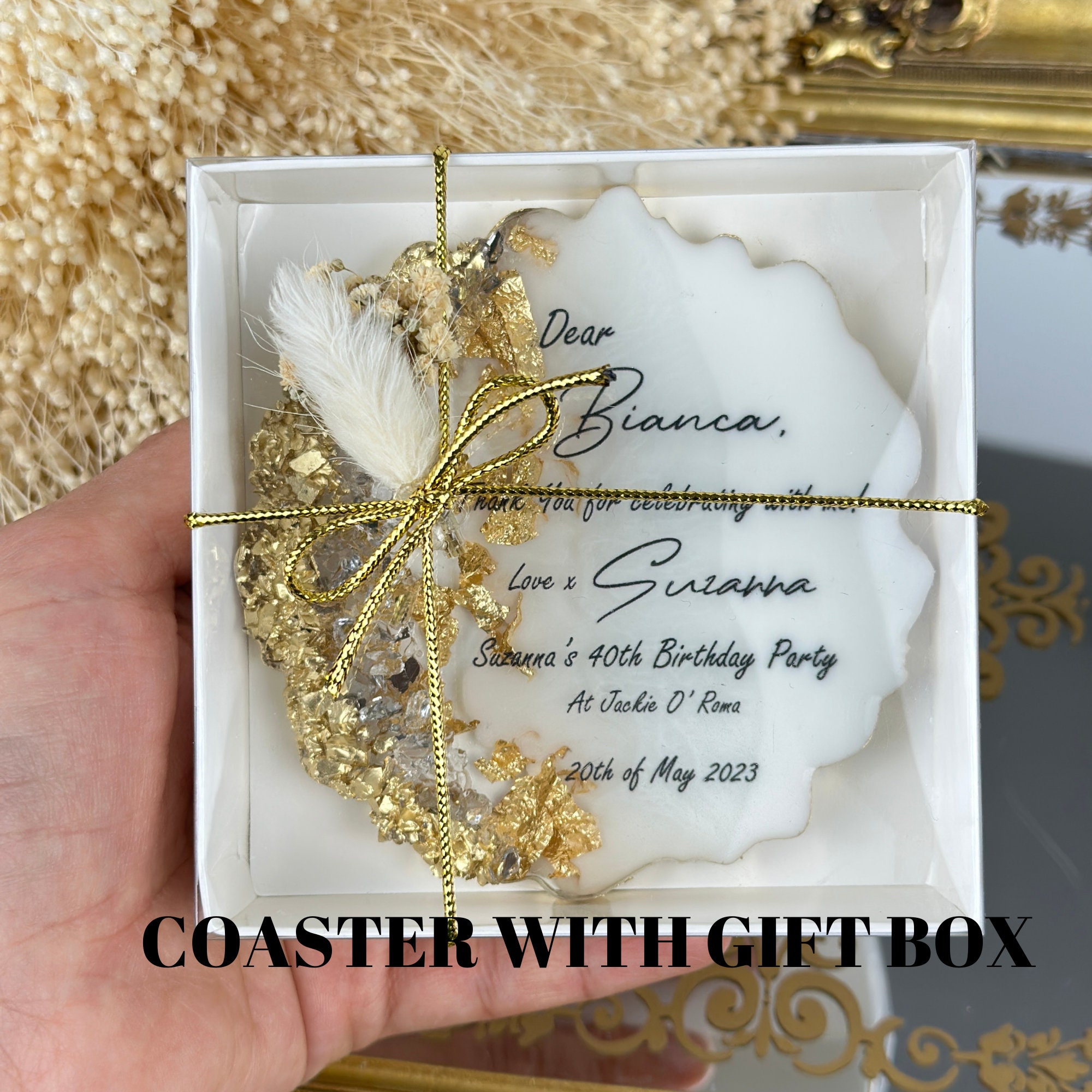 Golden Coaster Personalized Wedding Party Epoxy Favors,Bridesmaid Gifts,Wedding Bulk Gifts,Save the date,Thank You Gift,Engagement Favors